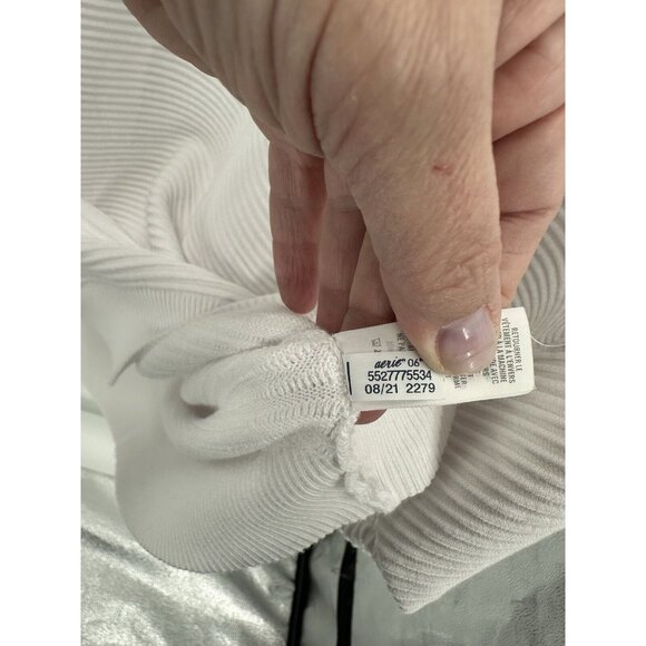 AERIE OFFLINE home stretch quarter zip sweater sweatshirt pullover white mock XL - Picture 8 of 8